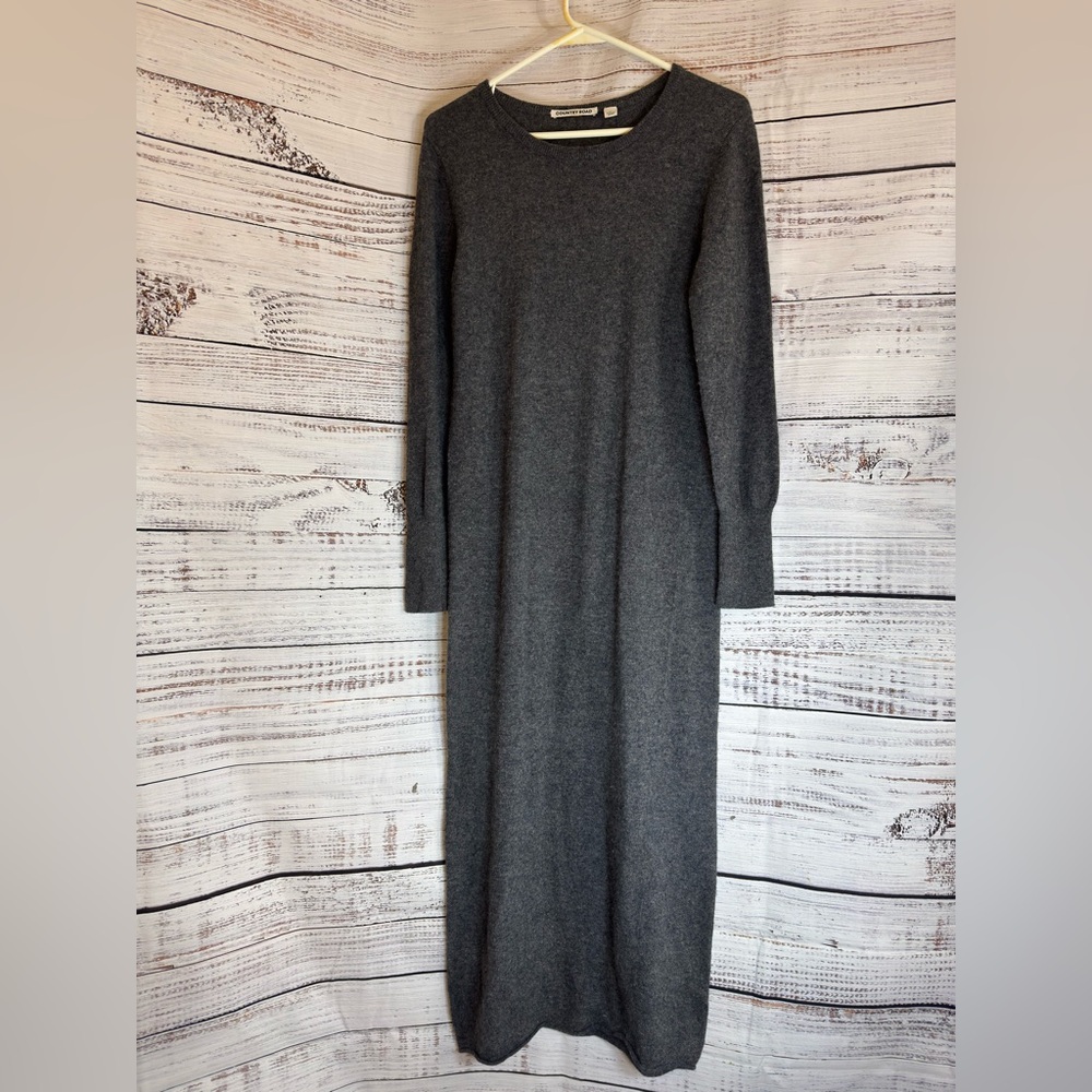 Country Road‎ Dress womens Sz M Maxi knit Crew Neck wool Cashmere Cotton Blend